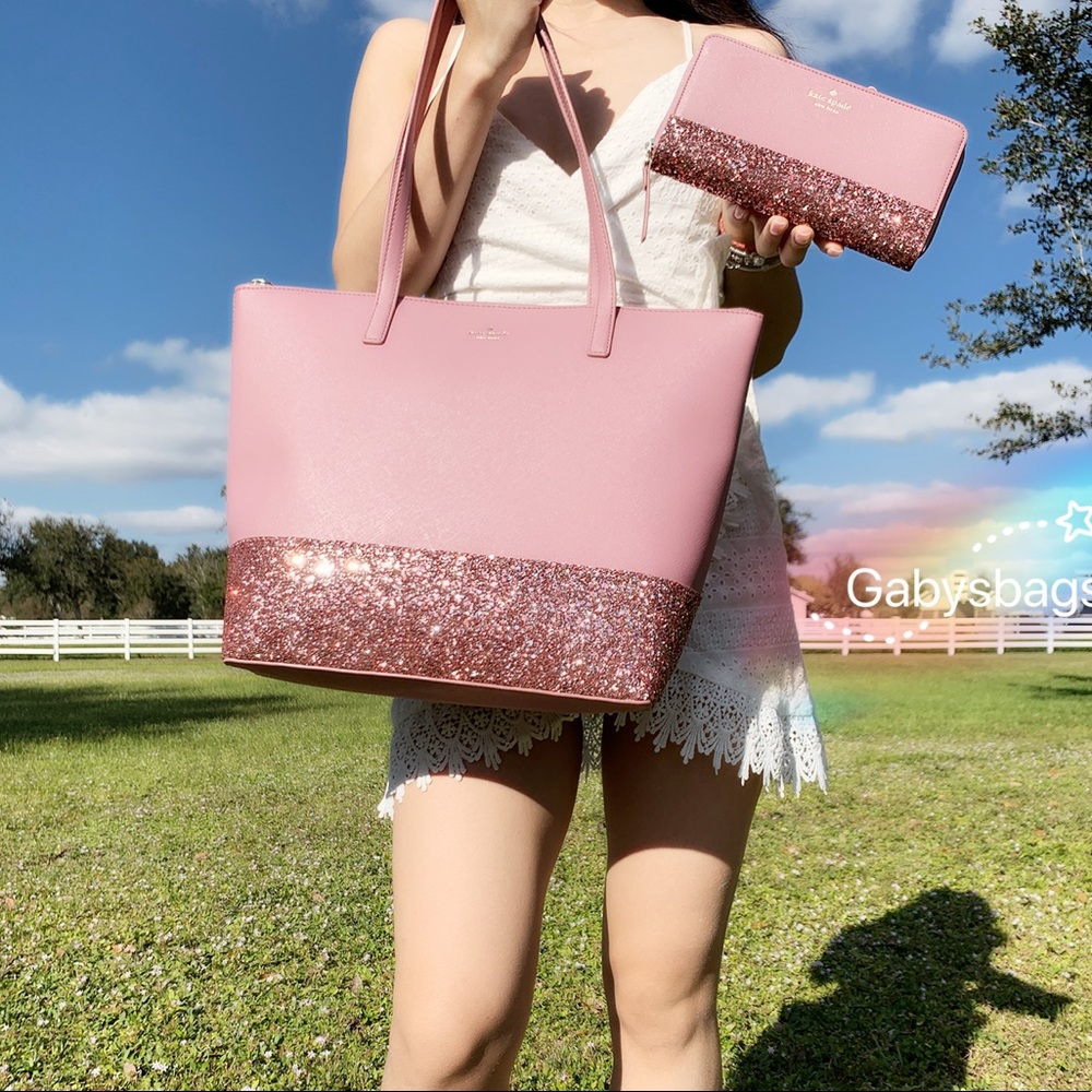✨NWT Kate Spade Tote & Wallet SET Glitter - Picture 3 of 14